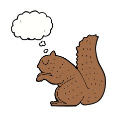 cartoon squirrel with thought bubble N13