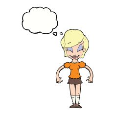 cartoon pretty woman with thought bubble N222