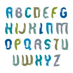 Vector retro painted font handwritten watercolor capital letter