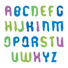 Vector hand-painted multicolored capital letters isolated