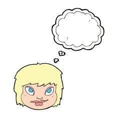 cartoon female face with thought bubble N118
