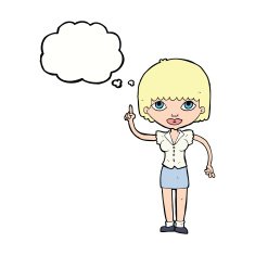 cartoon woman with idea thought bubble N206