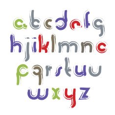 Vector acrylic alphabet letters set hand-drawn colorful script