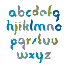 Vector bright font handwritten watercolor lowercase letters