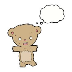 cartoon teddy bear with thought bubble N18