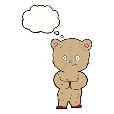 cartoon teddy bear with thought bubble N19