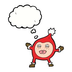 cartoon funny christmas creature with thought bubble N12