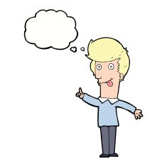 cartoon funny man with idea thought bubble N9
