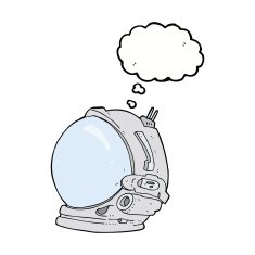 cartoon astronaut helmet with thought bubble N24