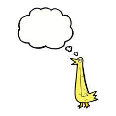 funny cartoon bird with thought bubble N108