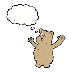 cartoon funny bear with thought bubble N2