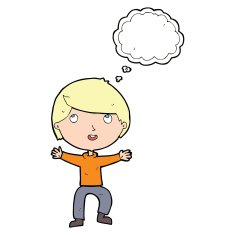 cartoon happy boy with thought bubble N187