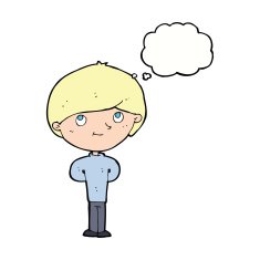 cartoon happy boy with thought bubble N188
