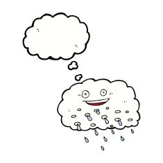 cartoon rain cloud with thought bubble N13
