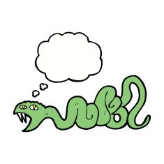 cartoon snake with thought bubble N49