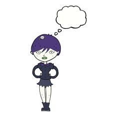 cartoon pretty vampire girl with thought bubble N25