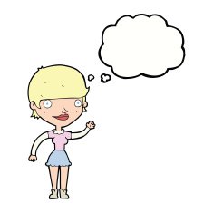 cartoon woman with idea thought bubble N209