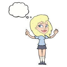 cartoon woman with idea thought bubble N211