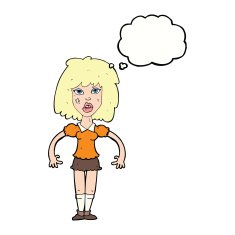 cartoon girl fight with thought bubble N9