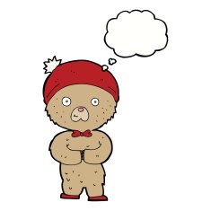 cartoon teddy bear with thought bubble N20