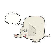 cartoon happy elephant with thought bubble N9