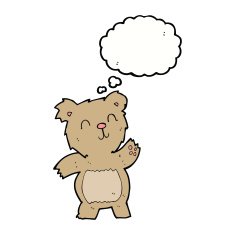 cartoon teddy bear with thought bubble N23