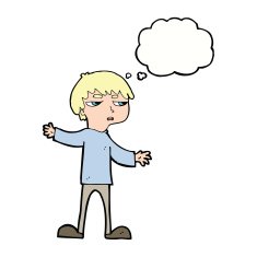 cartoon annoyed boy with thought bubble N33