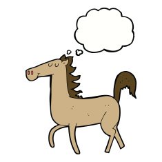 cartoon horse with thought bubble N28