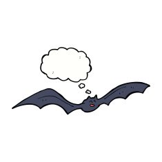 cartoon bat with thought bubble N16