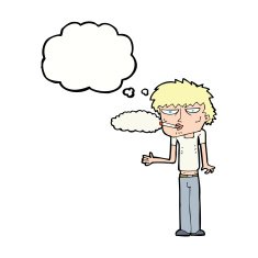 cartoon smoker with thought bubble N9