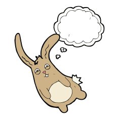 funny cartoon rabbit with thought bubble N9