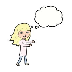 cartoon happy girl with thought bubble N78