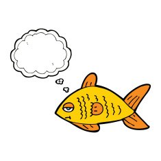 cartoon funny fish with thought bubble N13
