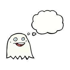 cartoon ghost with thought bubble N17