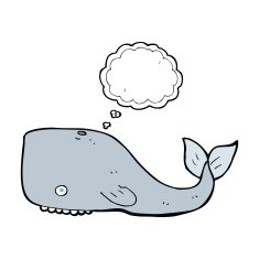 cartoon whale with thought bubble N30