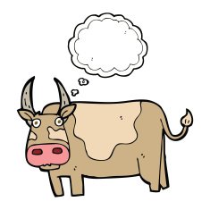 cartoon bull with thought bubble N21