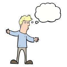 cartoon curious man with thought bubble N56