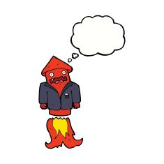 cartoon firework in business suit with thought bubble N8