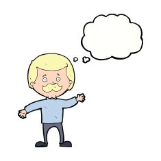 cartoon dad waving with thought bubble N9