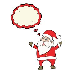 cartoon santa claus with thought bubble N159