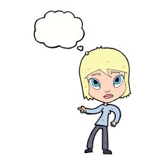 cartoon pointing woman with thought bubble N24