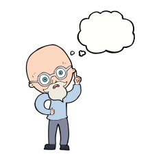 cartoon old man with thought bubble N17