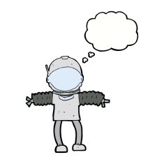cartoon astronaut with thought bubble N97