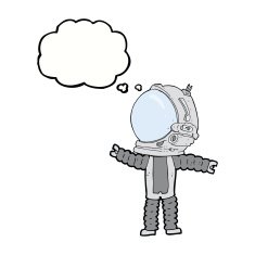 cartoon astronaut with thought bubble N98