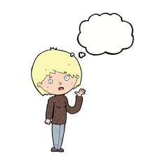 cartoon worried woman with thought bubble N65