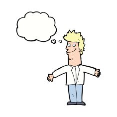 cartoon happy man with open arms thought bubble N9
