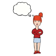 Cartoon Annoyed Woman With Thought Bubble N152