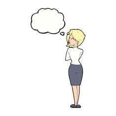 cartoon businesswoman ignoring with thought bubble N9