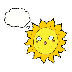 cartoon sun with thought bubble N17