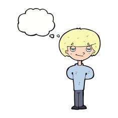 cartoon happy man with thought bubble N384